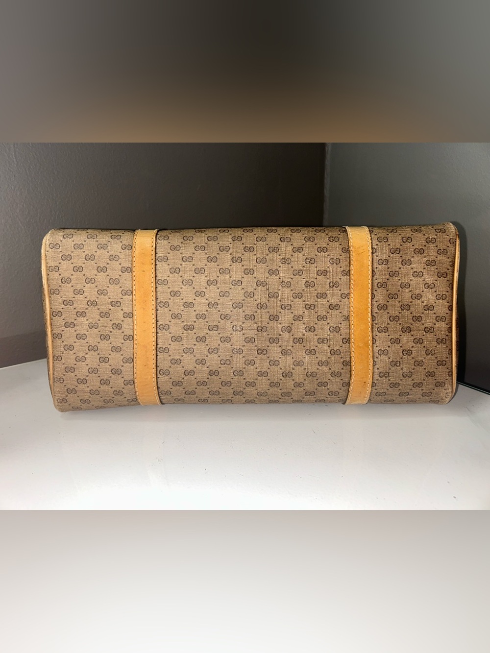 Vintage Gucci Micro GG Tan Coated Canvas Satchel Handbag - Picture 11 of 14